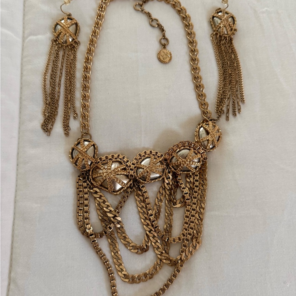 Elegant Gold Chain Necklace and Earring Set